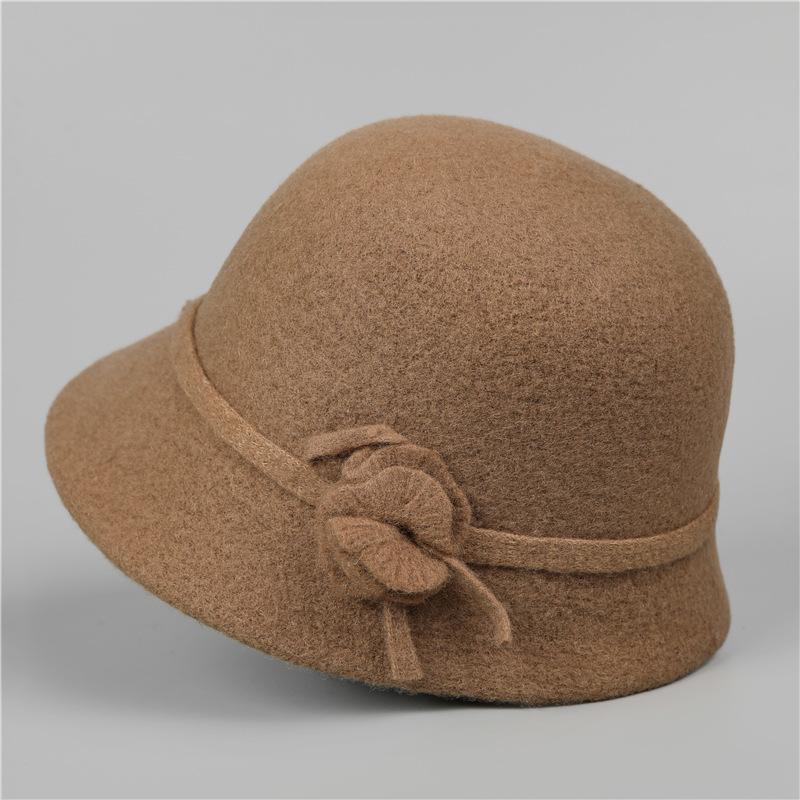 Simple Flower Wool Woolen Mother Hat Ladies Season High Sense Versatile Bucket Hat