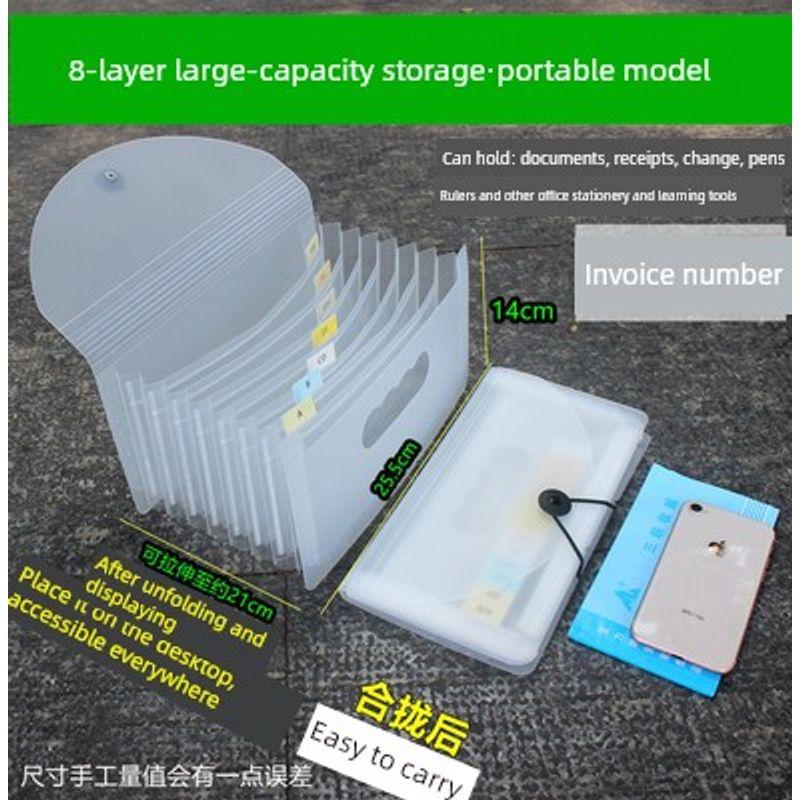 A5 Folder Large Capacity Expanding File Financial Invoice Folder Ticket Clips Folder Multi-Layer Classification Document Storage Box Bill with Cover-8 Layers (White Side)(Small Size)