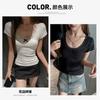 Pure Desire Style Slim-fitting and Thin Lace Front Shoulder T-shirt Women's Short-sleeved Summer Korean Women's Top Bottoming Shirt