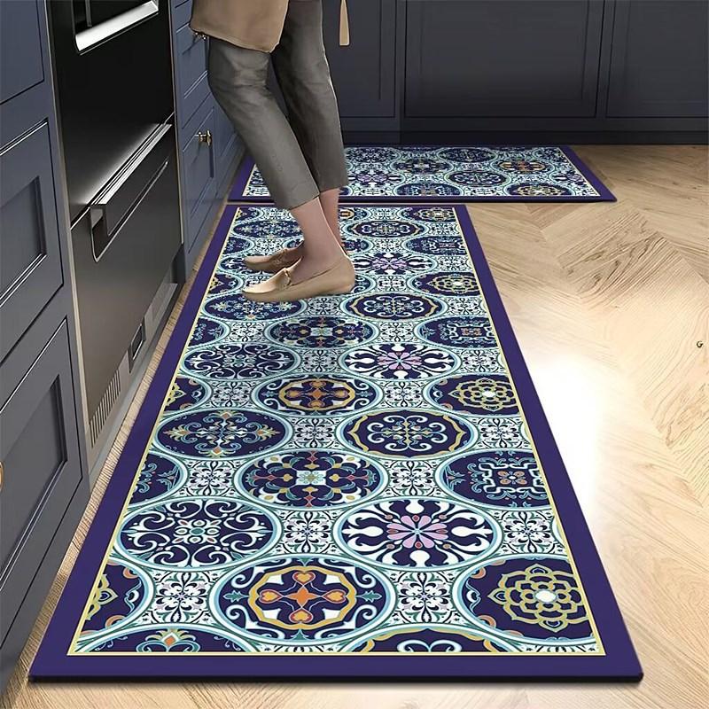 Kitchen Floor Mat, Super Anti-slip, Water-absorbent, Dirt-resistant, L-shaped Kitchen Floor Mat