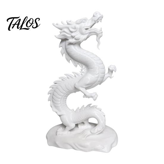 White Dragon Statue 3D Printed Chinese Figurine, Collectible Statue, PLA Figure Sculpture Feng Shui Decoration for Home Office