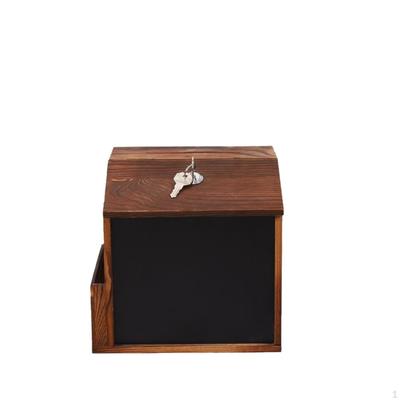 Wood Suggestion Box Tip Drop Donation with Lock Convenient Comment Ballot Collection