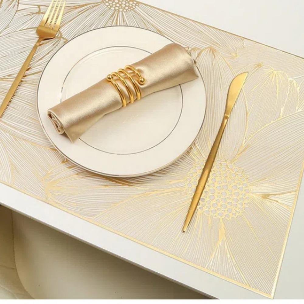 Rectangle Meal Mat PVC Dinning Table Mat Light Luxury Drain Mat  Home Hotel Decoration