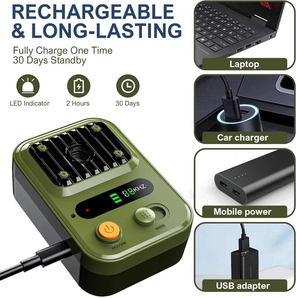 Rechargeable High-Powered Ultrasonic Anti Barking Device Sonic Dog Bark Deterrent Control Dog Stopper