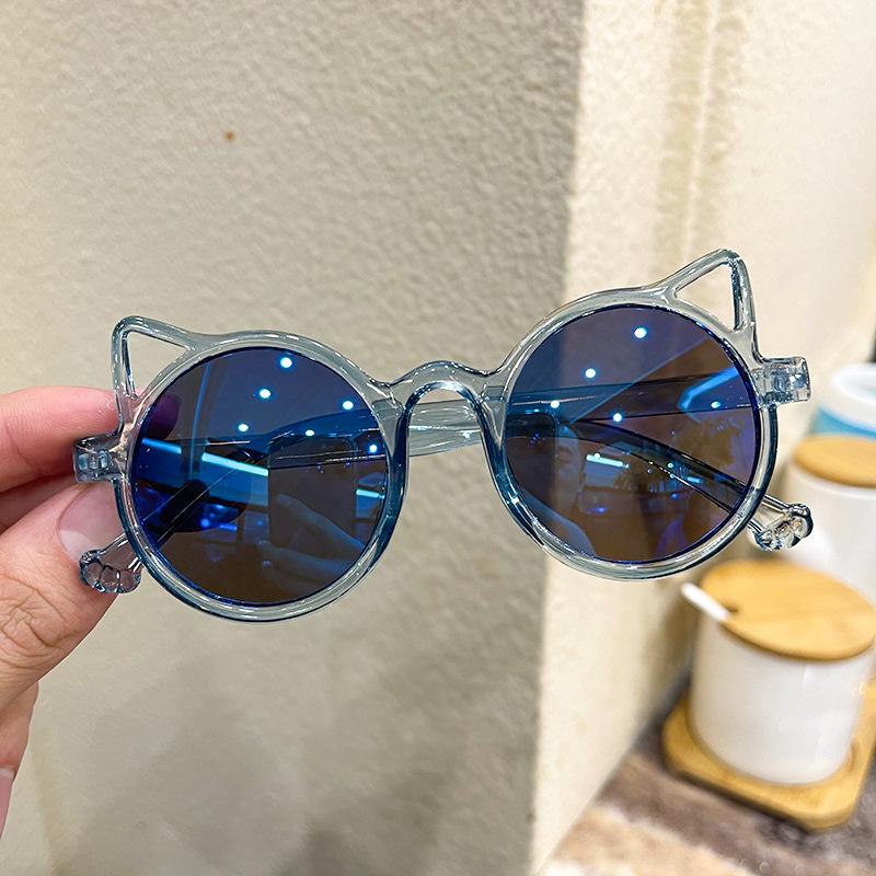 Children's sunglasses Cat's ears round colored glasses sunshade shopping modeling glasses
