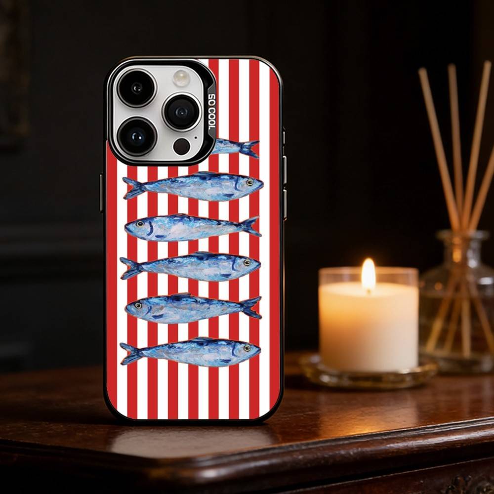 Colorful S-Sardine L-Lobster Fish Phone Case For iPhone 17,16,15,14,13,12,11,Pro Max,Plus Candy Silver Cover iPhone11PROMAX