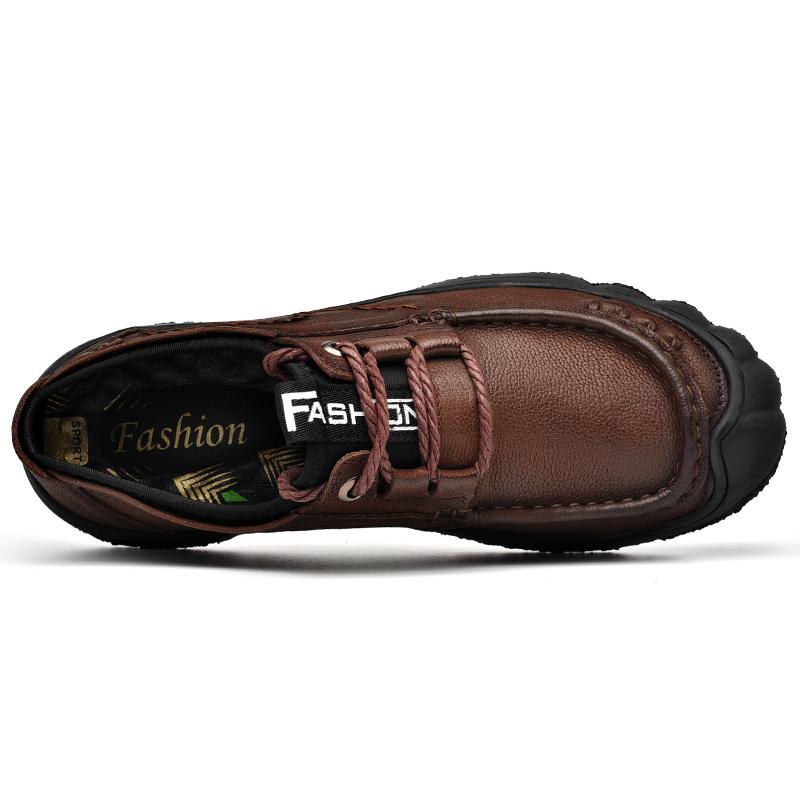 Sapatos masculinos de couro genuíno para caminhada, calçados casuais para atividades ao ar livre