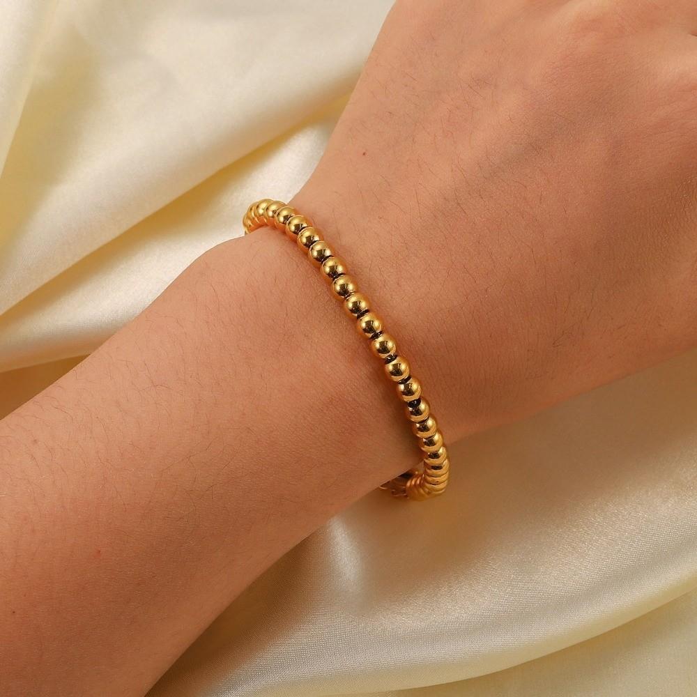 Round Gold-plated Necklace Oriental Charm Golden Hand Chain Aesthetic Bead Bracelet  Couple