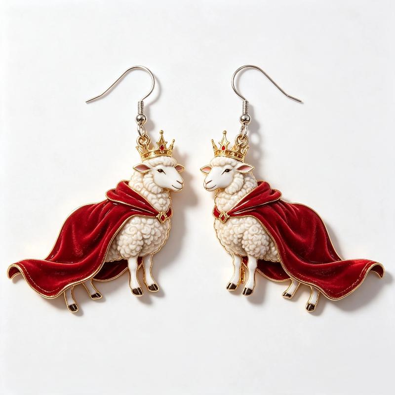 Cartoon Sheep Earrings 1 Pair 2D Flat Acrylic Animal Jewelry Hypoallergenic for Animal Lovers Party Wear Perfect Gift