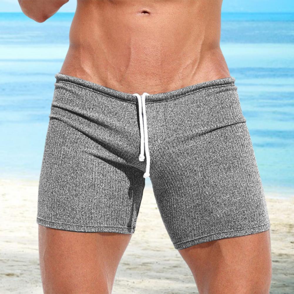 2026 Knee Length Pants Men Summer Drawstring Shorts Slim Fit Above Knee Length Solid Color Beach Sport Casual Shorts