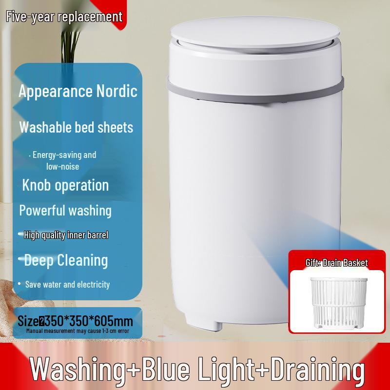 Mini Mașină de Spălat Compactă Semi-Automată pentru Haine de Bebeluș, Șosete, Lenjerie Intimă - Ideală pentru Acasă, Chirie sau Utilizare în Cămin