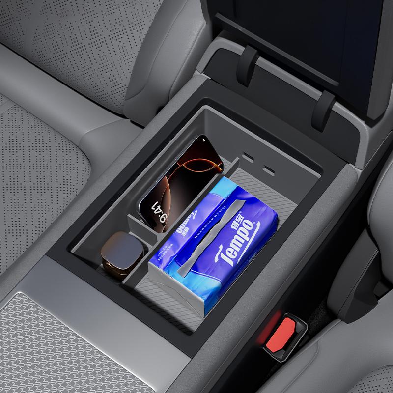 For ZEEKR 7X 2026 Car Central Control Storage Box Silicone Armrest Compartment Storage Box Auto Interior Decoratives Accessories