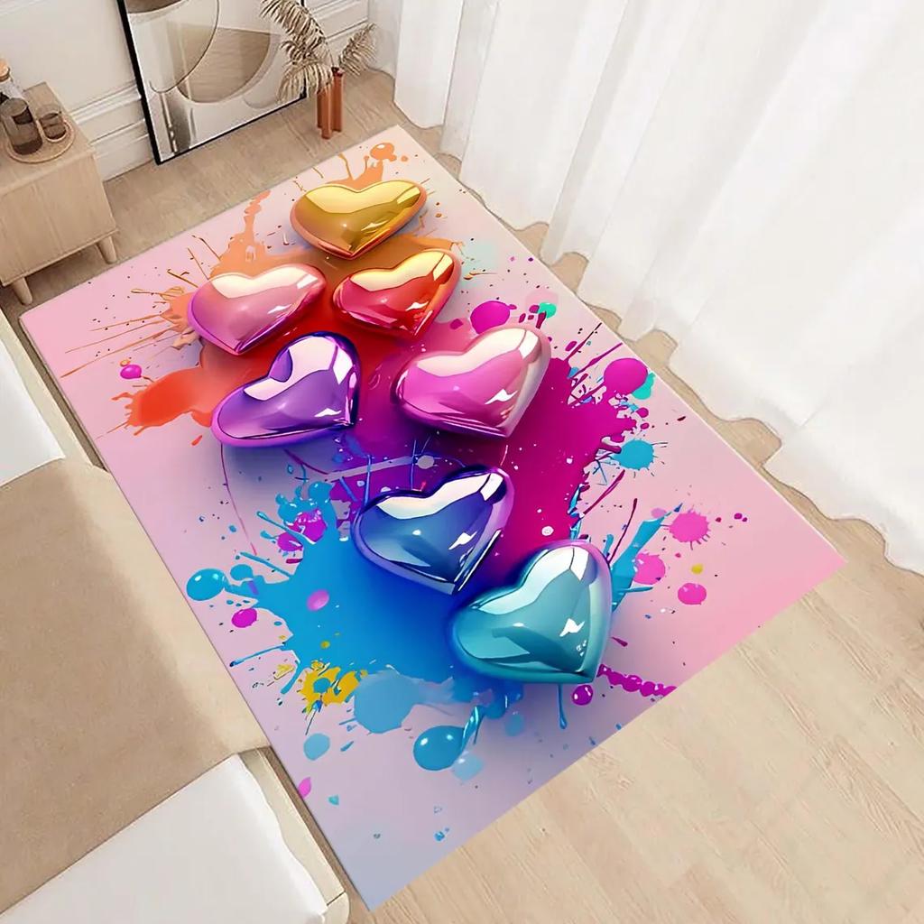 Visual Art Carpet Illusion Visual Three-dimensional Heart Entrance Carpet Nordic Style Rug Bedroom Warm Decoration Carpet