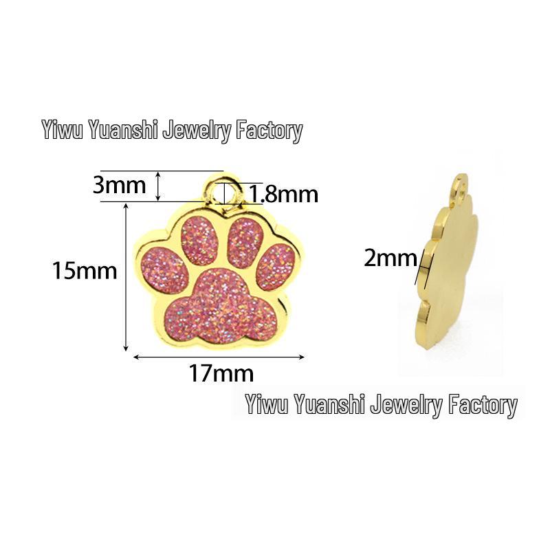 DIY Dog Paw Print Pendant: Glittery Customizable Pet Tag with Logo Printing Options