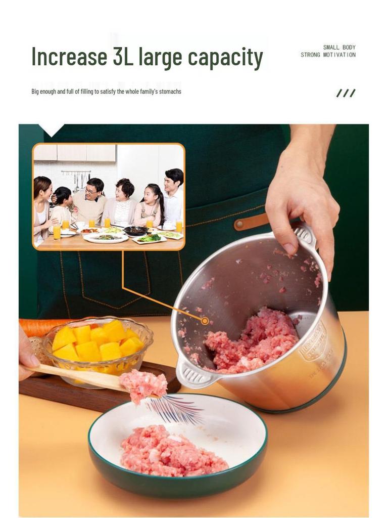 Stainless Steel Electric Meat Grinder & Food Processor - Large Capacity, Multifunctional for Baby Food, Garlic, and More