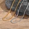 Gold Color Franco Chain Necklace for Men,3MM Wide Thick Stainless Steel Necklace Collars,Classic Trendy Zircon Gifts