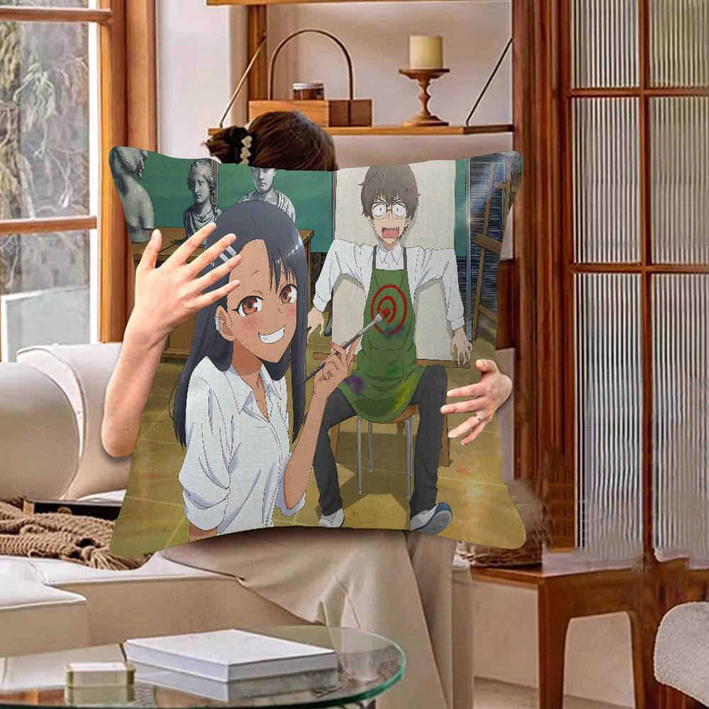 Anime Dont Toy With Me Miss Nagatoro Cushion Cover Inches Farmhouse Decor Home Throw Pillow Covers For Couch Decorations