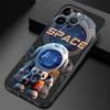 Luxury Space Astronaut Phone Case for iPhone 16 Pro 13 Pro 14 XR 12 Mini 15 Pro Max XS X 7 8 SE 11 13pro Cover Black Soft