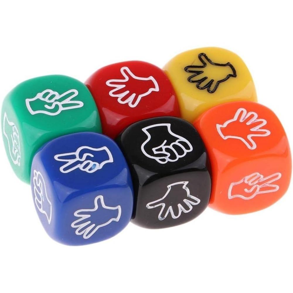 Rock Paper Scissors Dice, 6 Sided 6 Colors 20mm Scissors Game Dice, Dice Game, Finger Guessing Game Dice for Adults Kids Family Party (6PCS)
