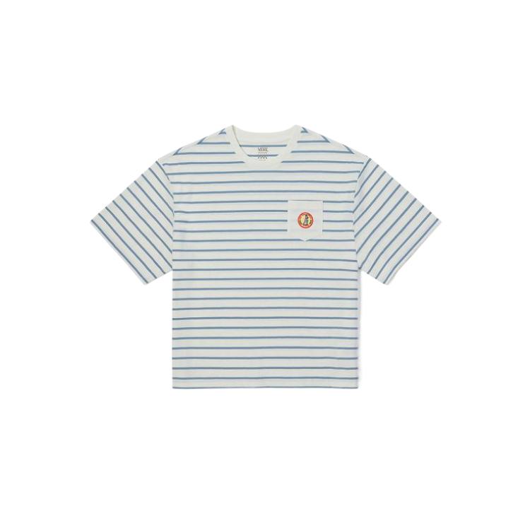 Vans Comfortable Casual Soft Striped Short Sleeve T-Shirt Women Tops White VN0A7YH9Y7M