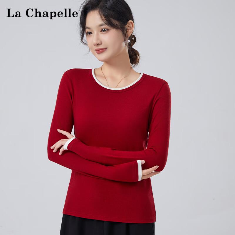 La Chapelle Women s Wool Blend Contrast Collar Long Sleeve Top XL