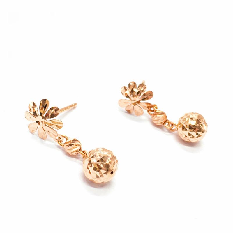 Color Gold Purple Gold Hollow Ball Earrings Rose Gold Plated Ear Buckle Simple Color Gold Ear Hook