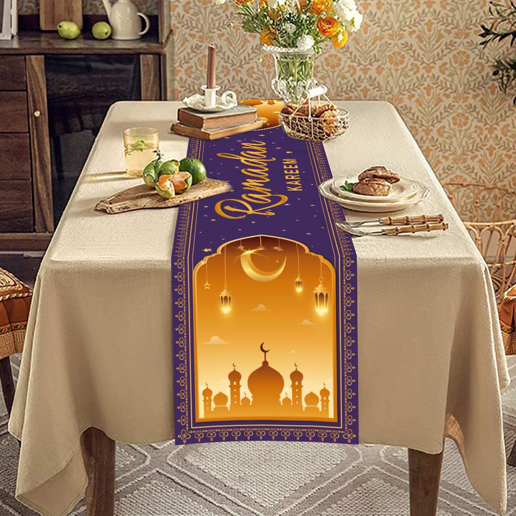Eid Mubarak Tablerunner Ramadan Decoration For Home 2025 Islamic Muslim Party Supplies Eid Al Adha Ramadan Kareem Tablecloths