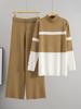 European Trendy Striped Sweater & Wide-Leg Pants Set for Women - Autumn/Winter Fashion Two-Piece