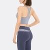 Workout Sets for Women 2 Piece Seamless U Neck Crop High Waist Shorts Color-Blocking Slimming Athletic Gym Yoga Outfits for Yoga Pilates Activewear