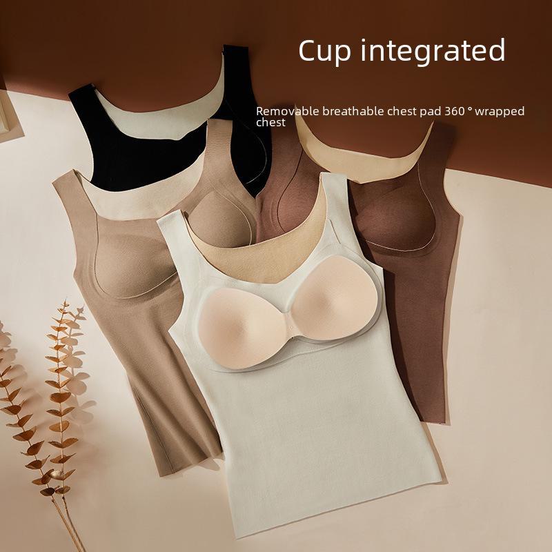 Colete feminino de veludo quente de dupla face com almofada de peito sem costura - roupa íntima ideal para outono e inverno