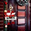 Festival Double Face Santa And Reindeers Hanging Decoration Outdoor Christmas Decorations