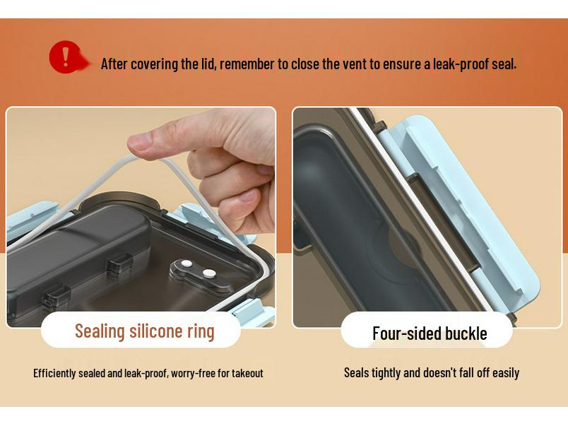 Insulated Bento Lunch Box with Lid - Large Capacity, Food-Grade, Portable for Students and Office Workers