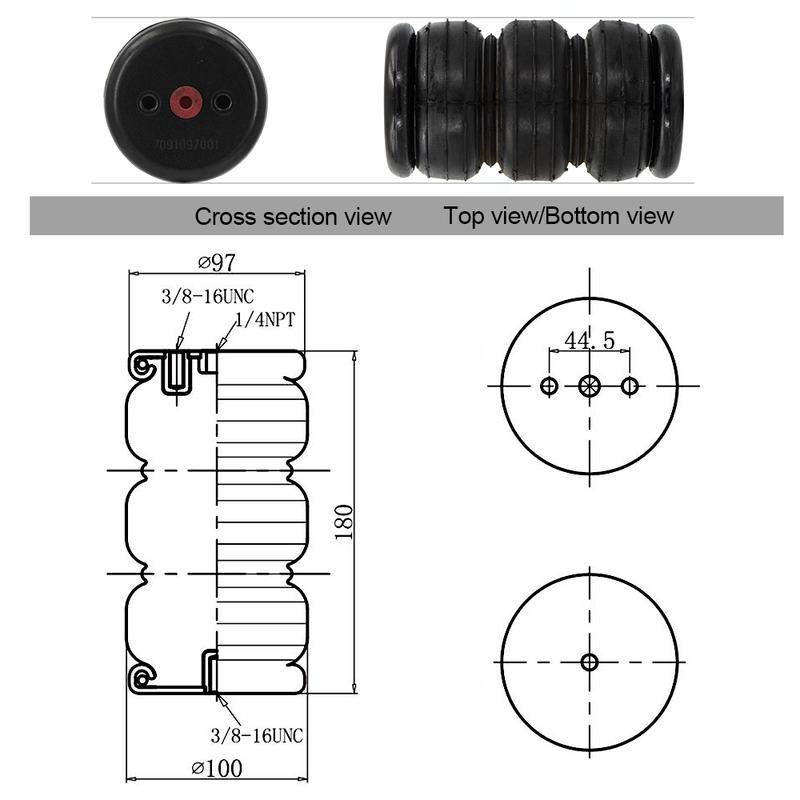 Universal 2pcs 3 Rows Rubber Air Ride Suspension Shock Absorber Air Bags Air spring 3E2200 with Quick Connector Suit for Truck