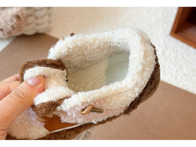 Winter 2025 Children's Cute Double-Layer Fleece-Lined Cotton Shoes for Boys and Girls
