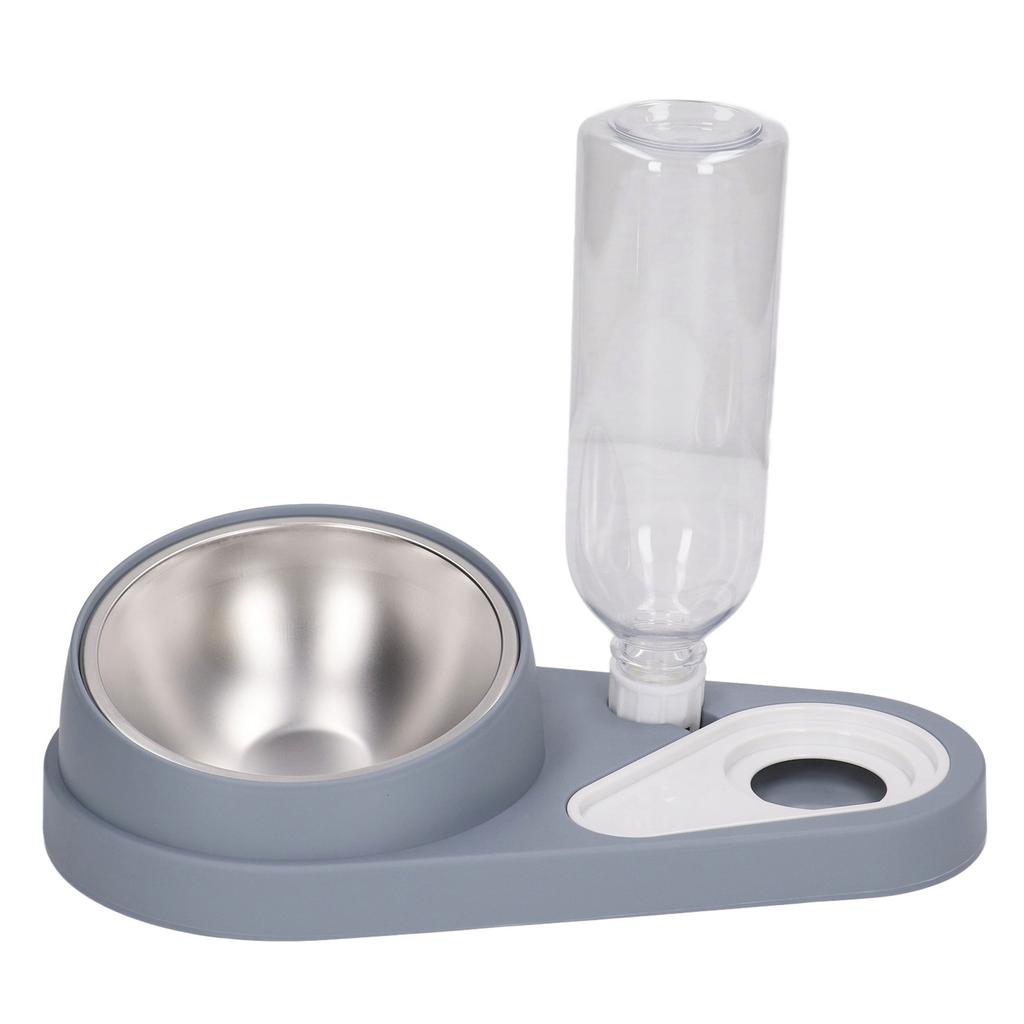 Double Dog Cat Bowls with Automatic Waterer Bottle Neck   Tilted Pets Water and Food Bowl Set