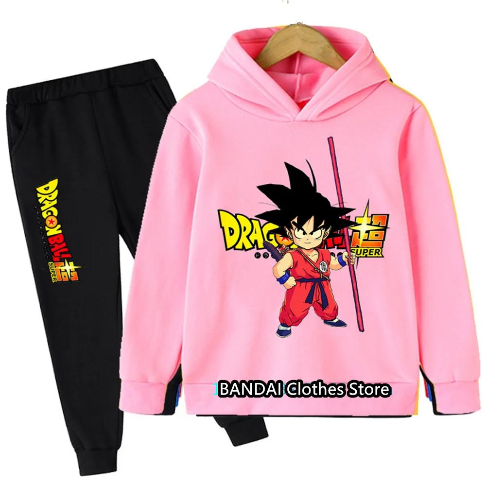 New 2025 Dragonball Hoodie Kids Spring Sportswear Boys and Girls Goku Sweatshirt Boys Clothes Girls Set Hoodie Pantsuit Children