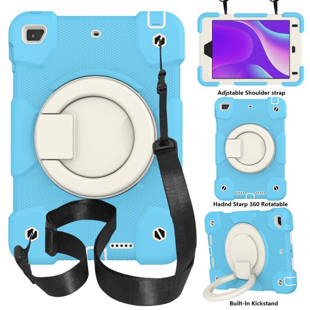 

Case for iPad Mini 4 5 7.9 A1538 A1550 A2124 A2125 A2126 A2133 360 Rotation Cover With Handle Grip Shoulder Strap PC Silicone iPad Mini 4-Mini 5 небесно-голубой