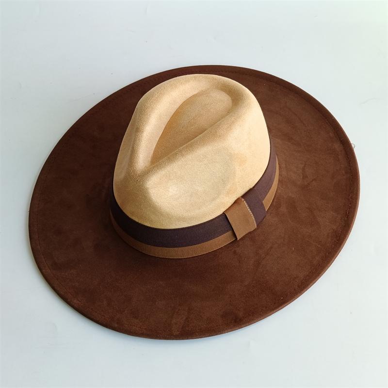 Elastisches Band Buntes Wildlederhut Herbst und Winter Damenfilzhut Breitkrempiger Hut Britischer Stil Retro Herrenhut Gorras Hombre