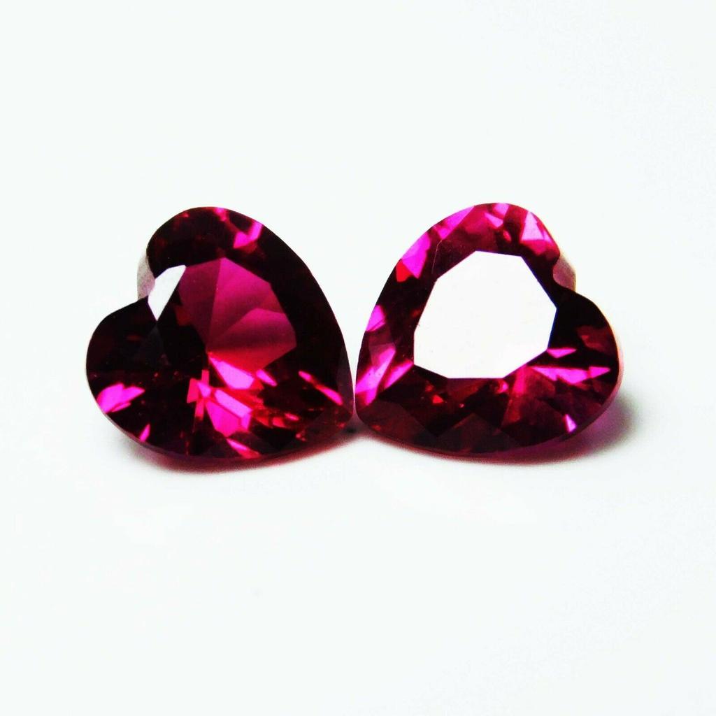 2.85 Ct NATURAL Ruby Bloody RED Heart Shape Loose Gemstone CERTIFIED 6x6 Mm Pair XMQ-8474 00