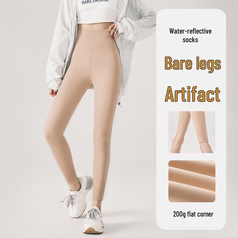 Autumn/Winter Nude Tummy Control Shark Pants with Velvet Gloss Finish