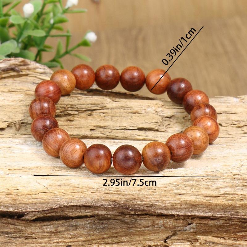 TopHanqi 3pcs Vintage Style Multi-color Wooden Beaded Elastic Stretch Bracelet Set for Men and Women