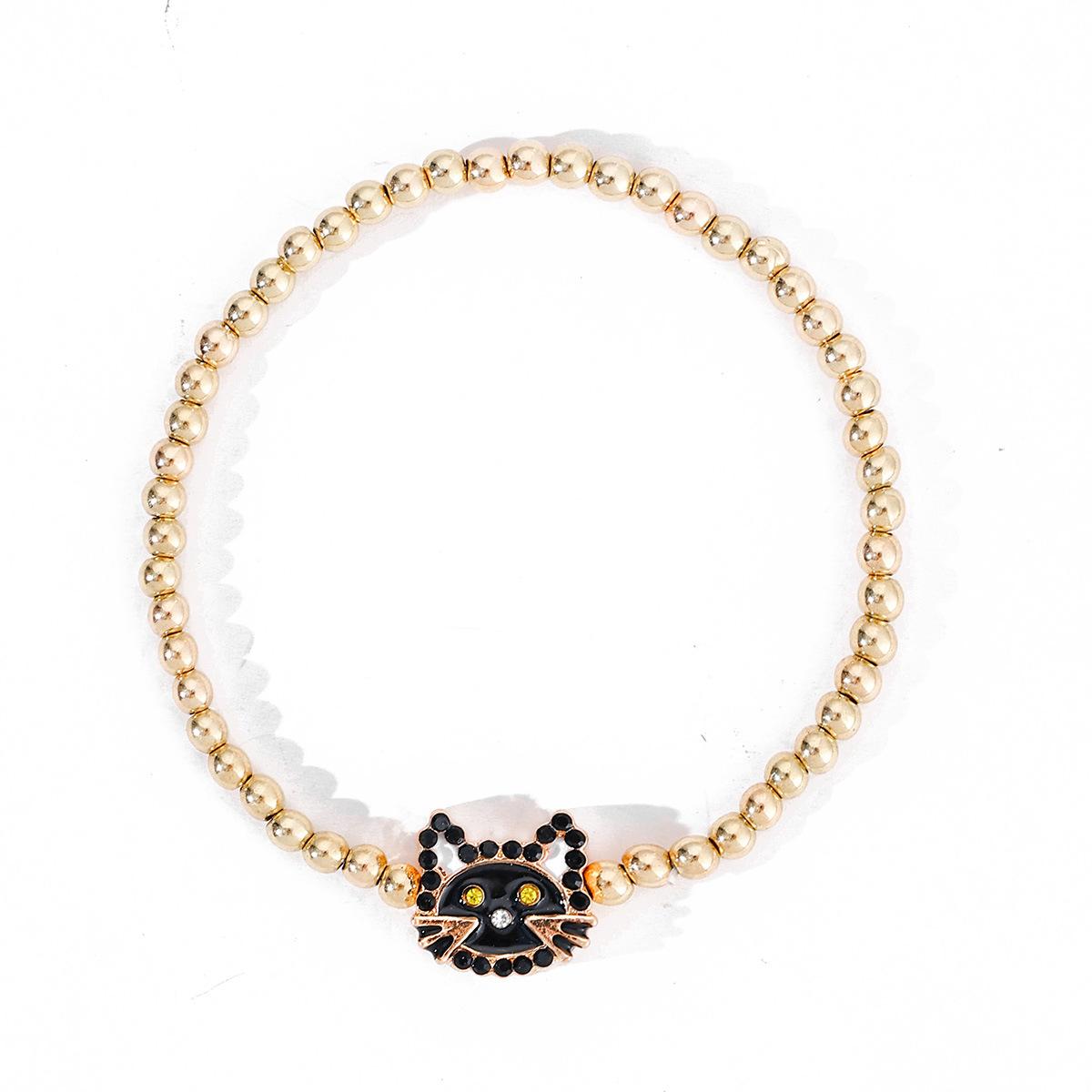 Halloween bracelet European and American personality niche pumpkin ghost cat festival drip oil diamond elastic bracelet female
