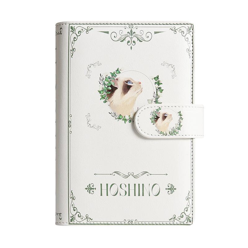 A6 White Cute Animal  PU Leather DIY Binder Notebook Cover Diary Agenda Planner Paper Cover School Stationery