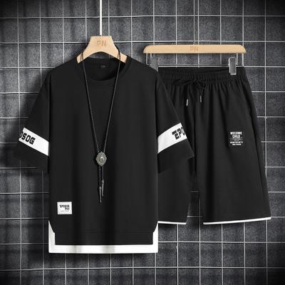Sommer Kurzarm Anzug Herren Kontrast Kurzarm Lässig Sport Kurzarm Shorts Mode Anzug