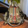 Large Capacity Women's Embroidered Foldable Tote & Crossbody Nylon Handbag