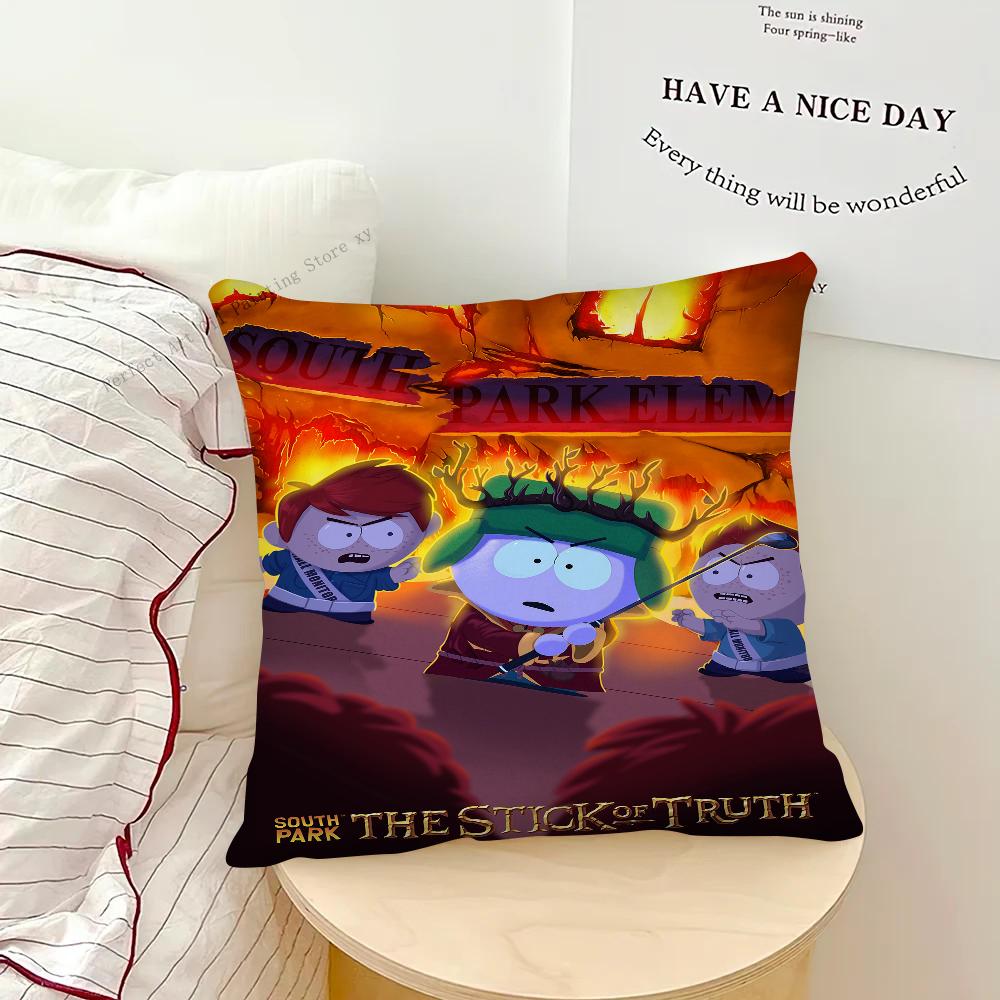 Cartoon S-South-h P-Park-k Pillow Case Square Pillow Bedroom Sofa Leisure Comfort Cushion Car Living Room Home Decoration