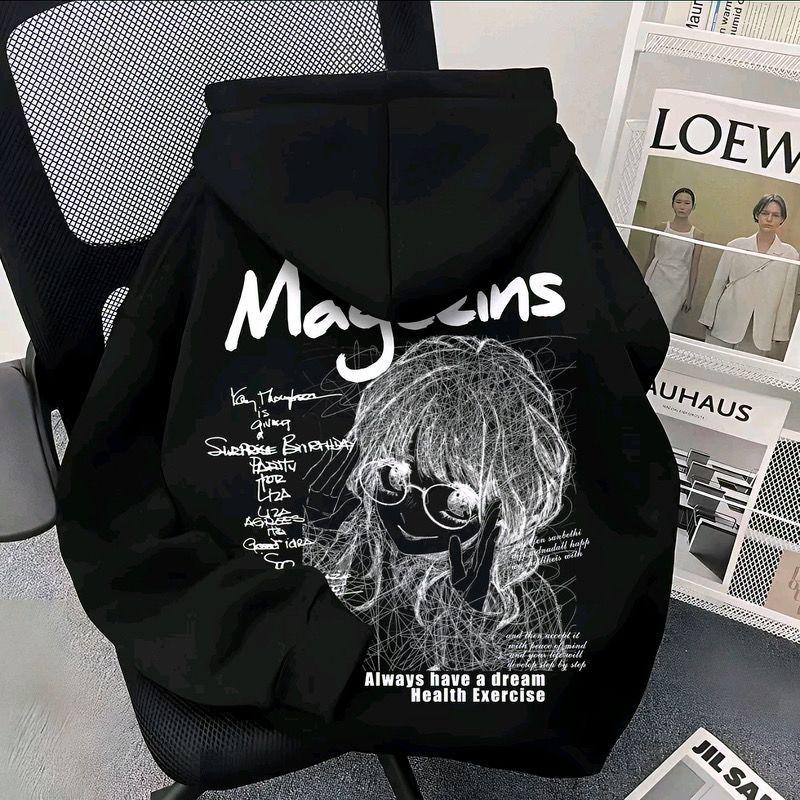 American Heavyweight Hoodie - Anime Incense Flower Bloom Print for Couples