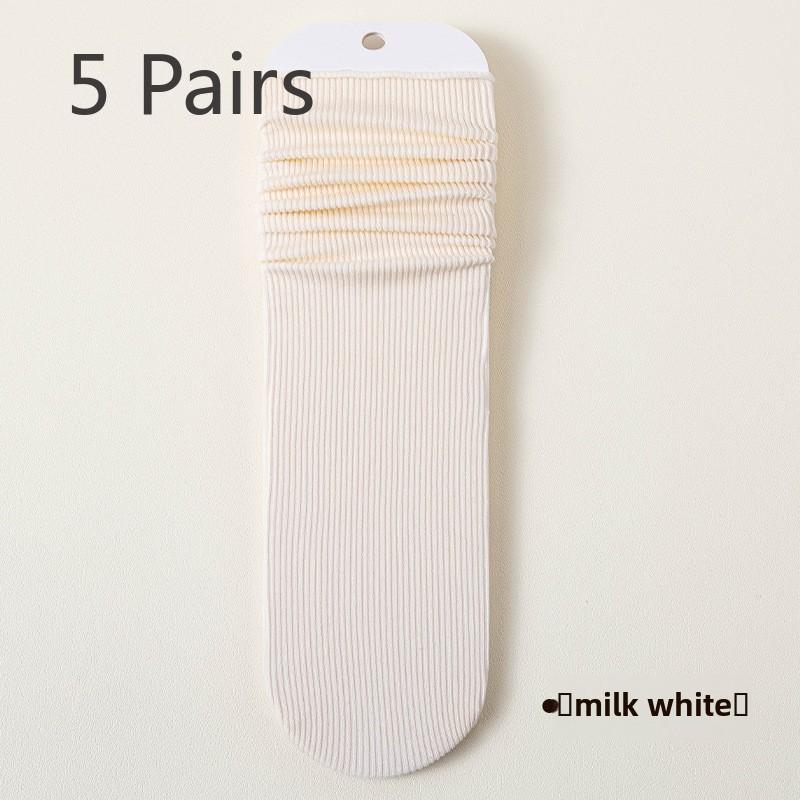 

5 пар женских носков весна-лето без косточек средней толщины с ворсом 5 Pairs слоновая кость