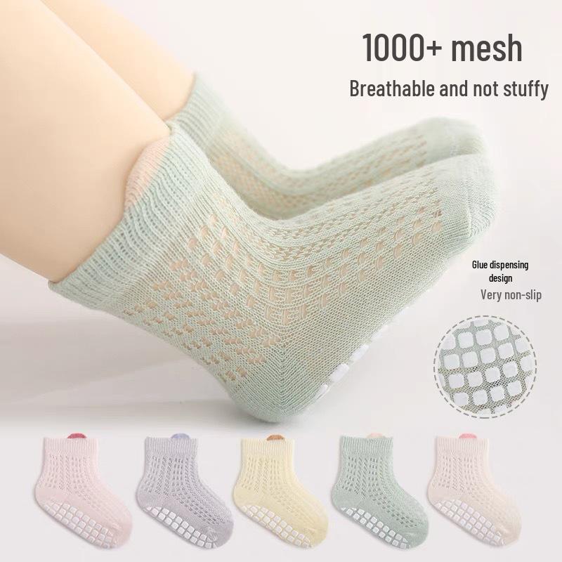 Baby Non-Slip Mesh Socks - Breathable Cotton Summer & Spring Toddler Short Socks