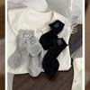 Female Summer Thin Lovely Cotton Boneless Bear Embroidered Short Tube Socks